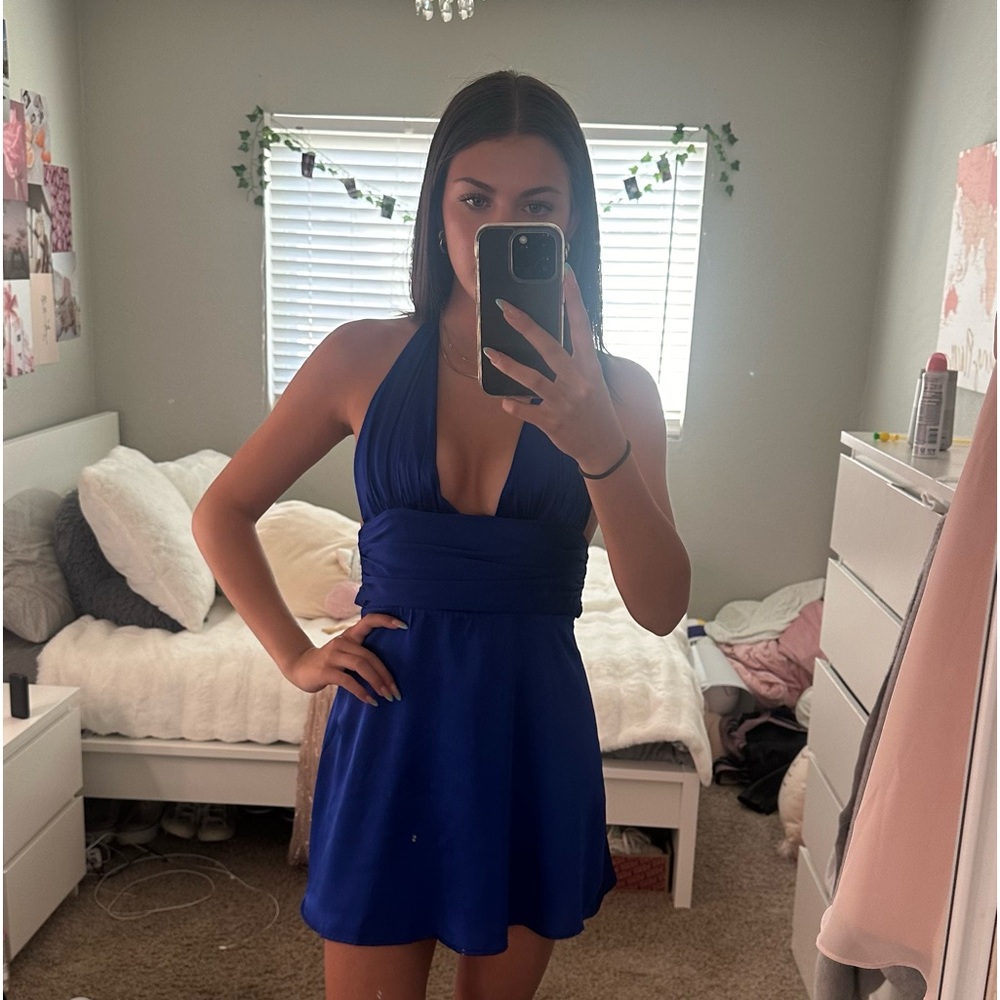 lucy in the sky satin royal blue